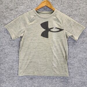 Under Armour T-Shirt Boy's Large Green Loose Fit Logo School Gym